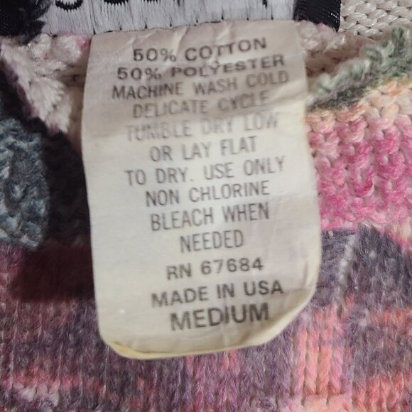 VINTAGE 1990s Objects D'art Floral Cropped Boat Neck Knit Crop Top Sweater Sz: M - Picture 5 of 9